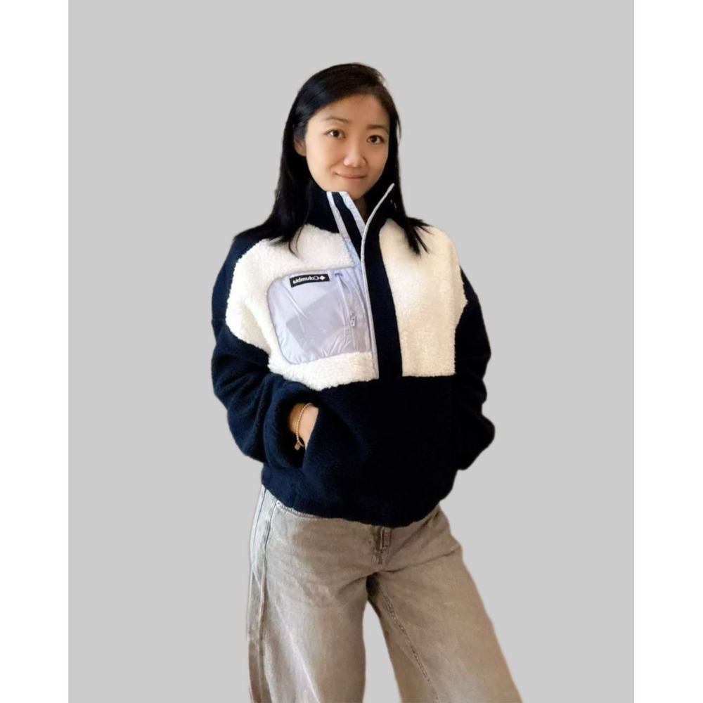 Columbia Women's Sherpa Fleece Pullover Jacket Relaxed Fit 1/2 Snap Blue Size M